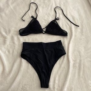 Black two piece swim wear
